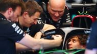 Andrea Kimi Antonelli of Mercedes has a seat fitting in Lewis Hamilton's car (Image via Getty Images)